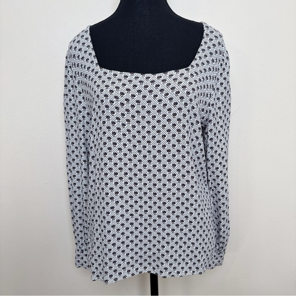 Loft Womens Small Rayon Long Sleeve Printed Blouse - Picture 2 of 15